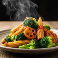 Baby Corn Broccoli Water Chestnut Sizzling Chilly