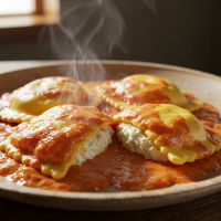Baked Ravioli (Stuffed Pasta Baked With Creamy Tomato Sauce)
