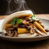 Black Pepper Mushroom Baby Corn Bao