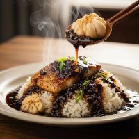 BURNT GARLIC RICE WITH BLACK PEPPER SAUCE (Veg)