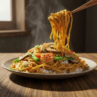 Mashroom Triple Hakka Noodles (Half)
