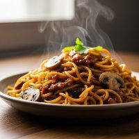 Mushroom Manchurian Noodles & Gravy