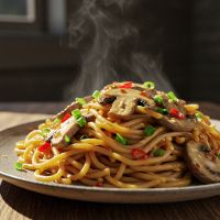 Mushroom Schezwan Noodles (Full)