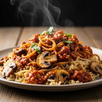 Mushroom Triple Schezwan Noodles & Gravy