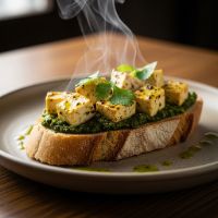 Pesto Cottage Cheese Bruschtta