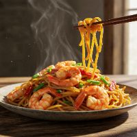 Prawns Schezwan Hakka Noodles (Full)