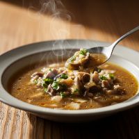 Rustic Garlic and Mushroom Soup (Veg.)
