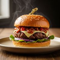 Veg Fiery Garlic Chilly Cheese Burger