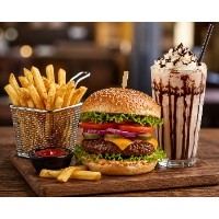 1 Chicken. Burger +regular fries+1milkshakes(Oreo/chocolate/cookies)