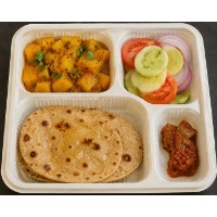 Mini Thali - Aloo sabji,3 ghee wheat  roti,salad,achar